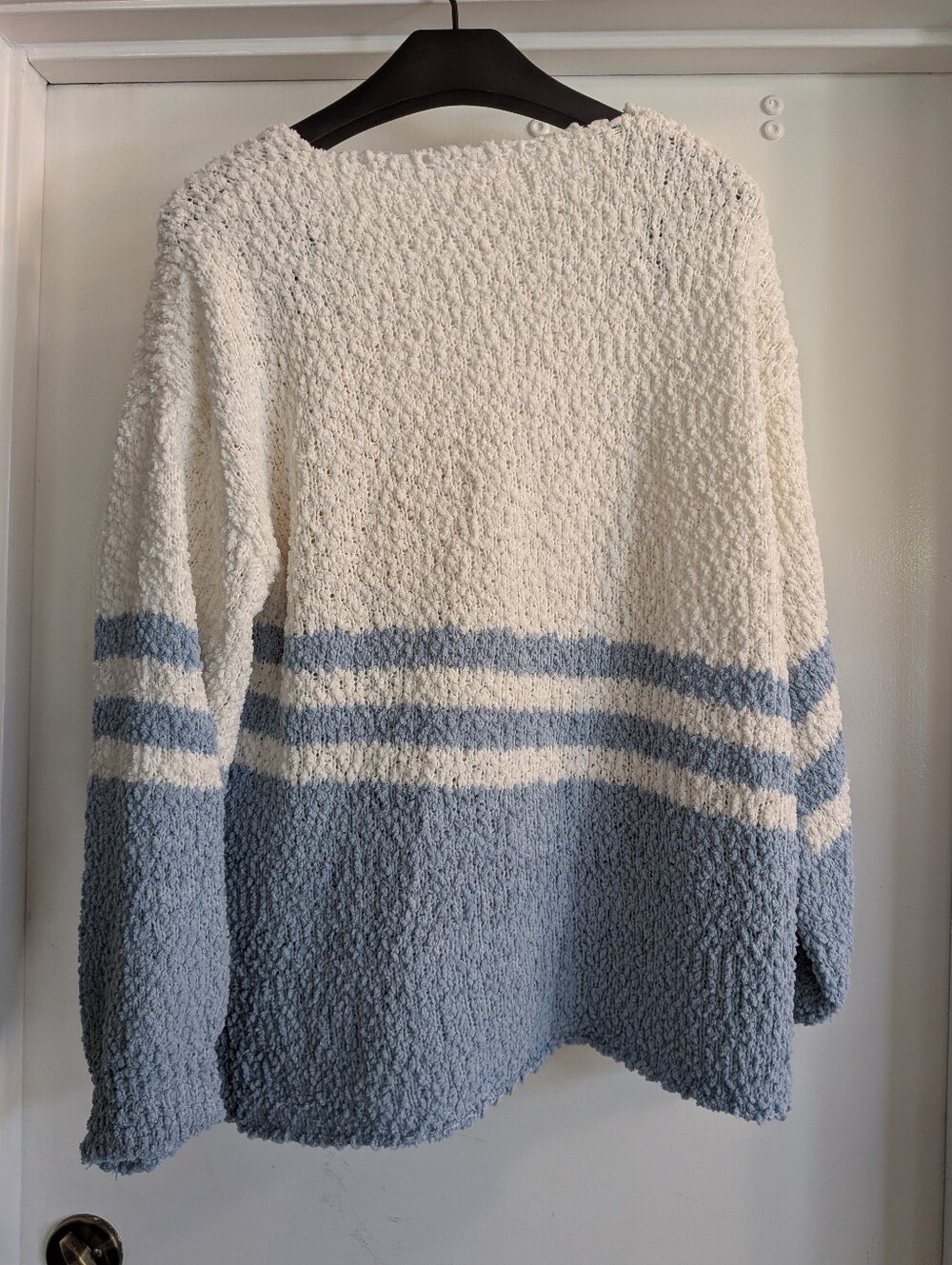 Simply Southern Cozy White and Blue Popcorn Sun Knit Sweater - Picture 5 of 5